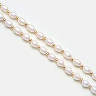 Rice Pearl Necklace (Gold)