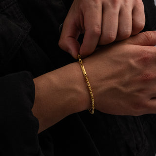 Round Box Bracelet 3mm (Gold)