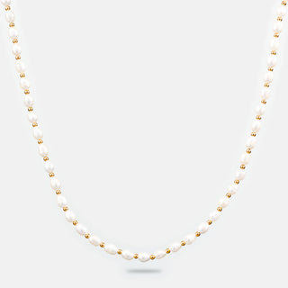 Rice Pearl Necklace (Gold)