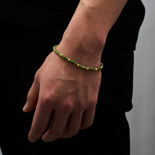 Green Jade Beads Bracelet (Gold)
