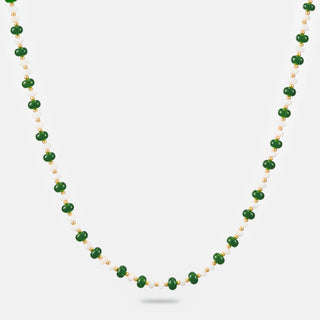 Green Jade Pearl Necklace (Gold)
