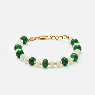Green Jade Pearl Bracelet (Gold)