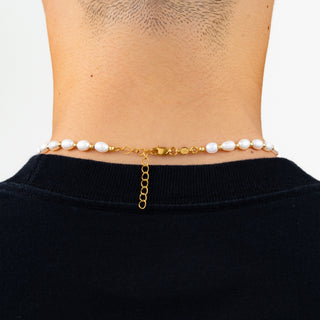 Rice Pearl Necklace (Gold)