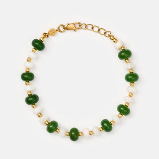 Green Jade Pearl Bracelet (Gold)