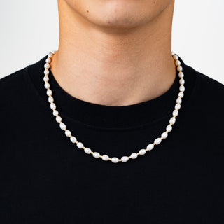 Rice Pearl Necklace (Gold)