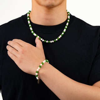 Green Jade Pearl Bracelet (Gold)