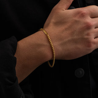 Round Box Bracelet 3mm (Gold)
