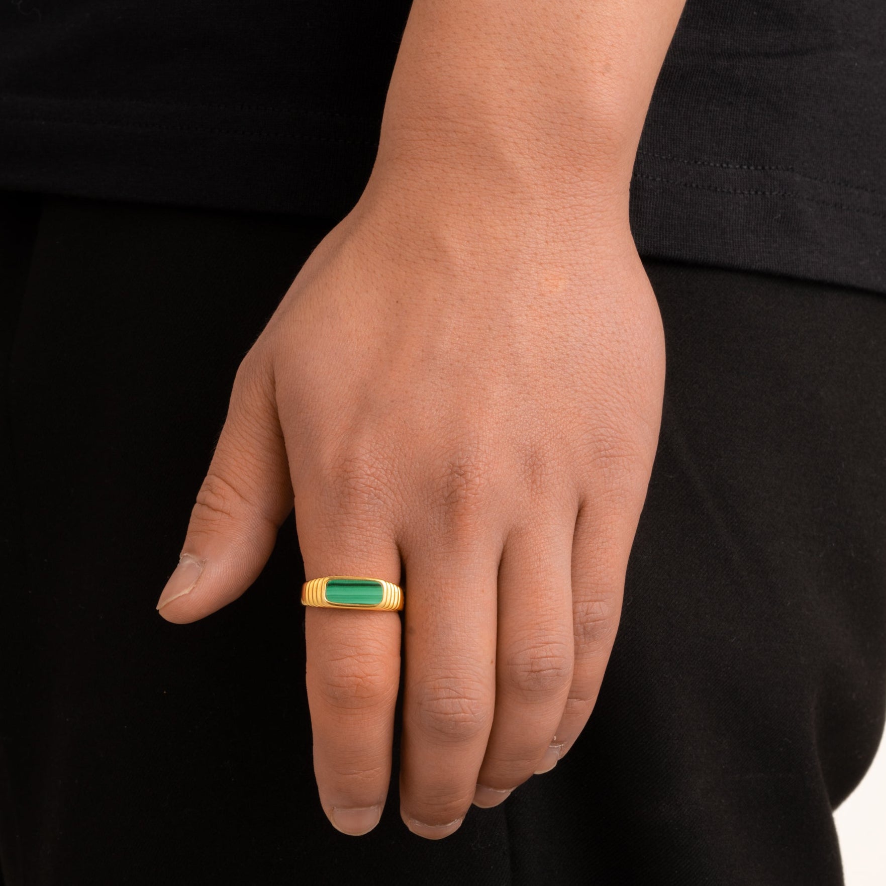 Malachite Bar Ring (Gold) – KY9 JM Malachite Bar Ring (Gold) – KY9 JM