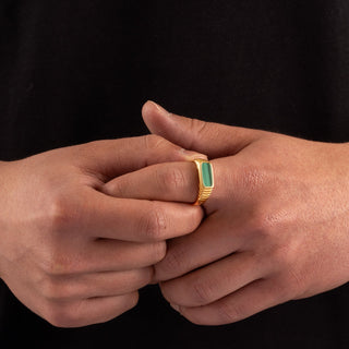 Malachite Bar Ring (Gold)