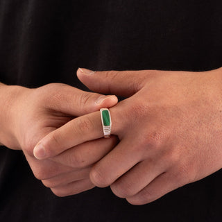 Malachite Bar Ring (Silver)