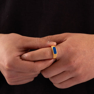 Lapis Lazuli Bar Ring (Gold)