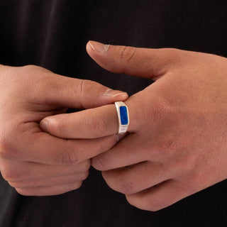 Lapis Lazuli Bar Ring (Silver)