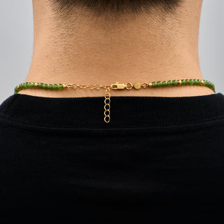 Green Jade Beads Necklace (Gold)