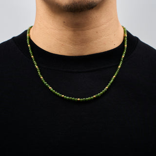 Green Jade Beads Necklace (Gold)