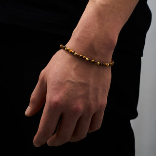 Tiger Eye Beads Bracelet (Gold)