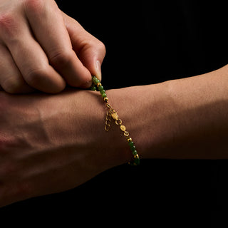 Green Jade Beads Bracelet (Gold)
