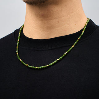 Green Jade Beads Necklace (Gold)