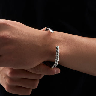 Rope Cuff Bangle 6.5mm (Silver)