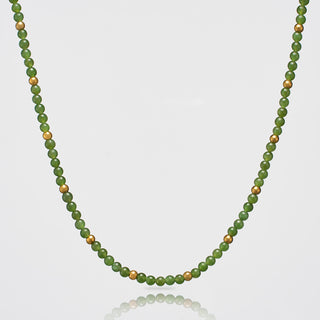 Green Jade Beads Necklace (Gold)