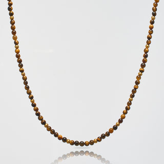 Tiger Eye Beads Necklace (Gold)