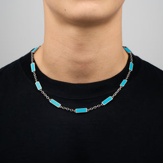 Turquoise Barlink Necklace (Silver)