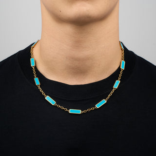Turquoise Barlink Necklace (Gold)