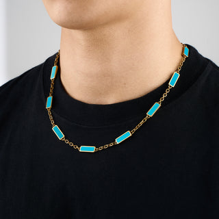 Turquoise Barlink Necklace (Gold)