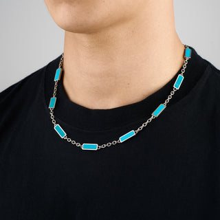 Turquoise Barlink Necklace (Silver)