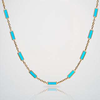 Turquoise Barlink Necklace (Gold)