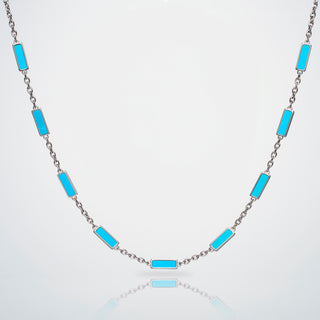 Turquoise Barlink Necklace (Silver)